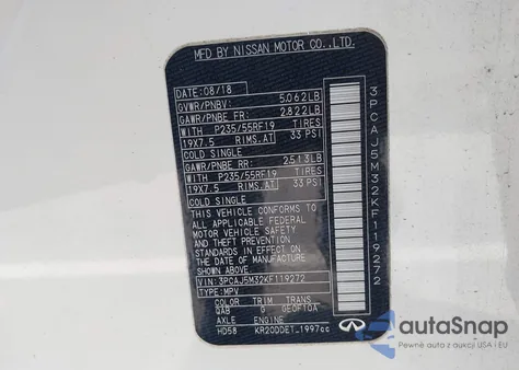 2019 Infiniti Qx50 Essential from USA, damaged, VIN 3PCAJ5M32KF119272